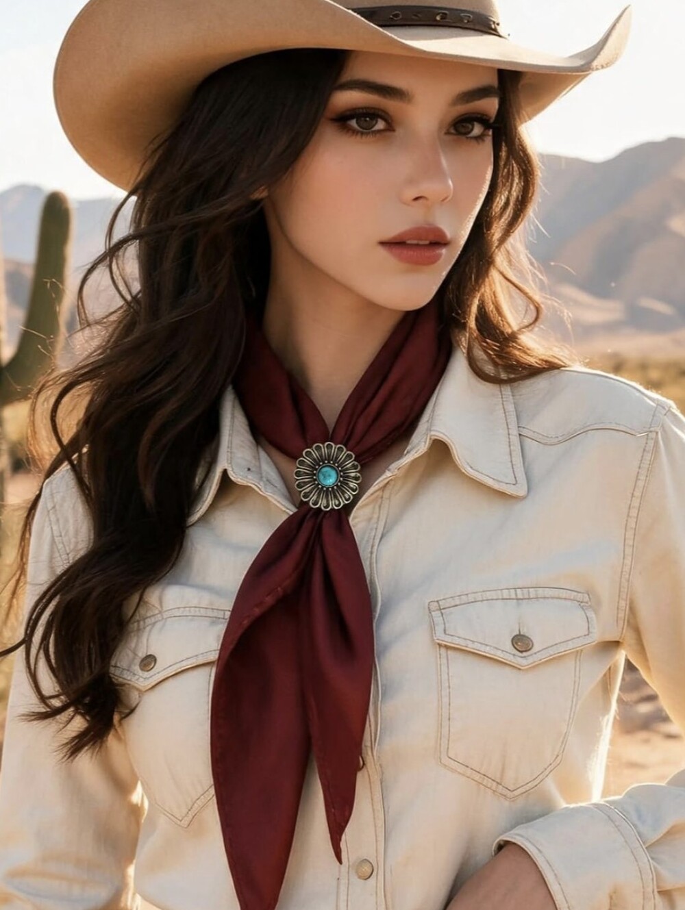 Western Brown Scarf Ring Set - Picture 3 of 6